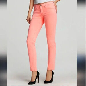 AG Adriano Gold-Schmied stilt cigarette leg low rise coral skinny pants